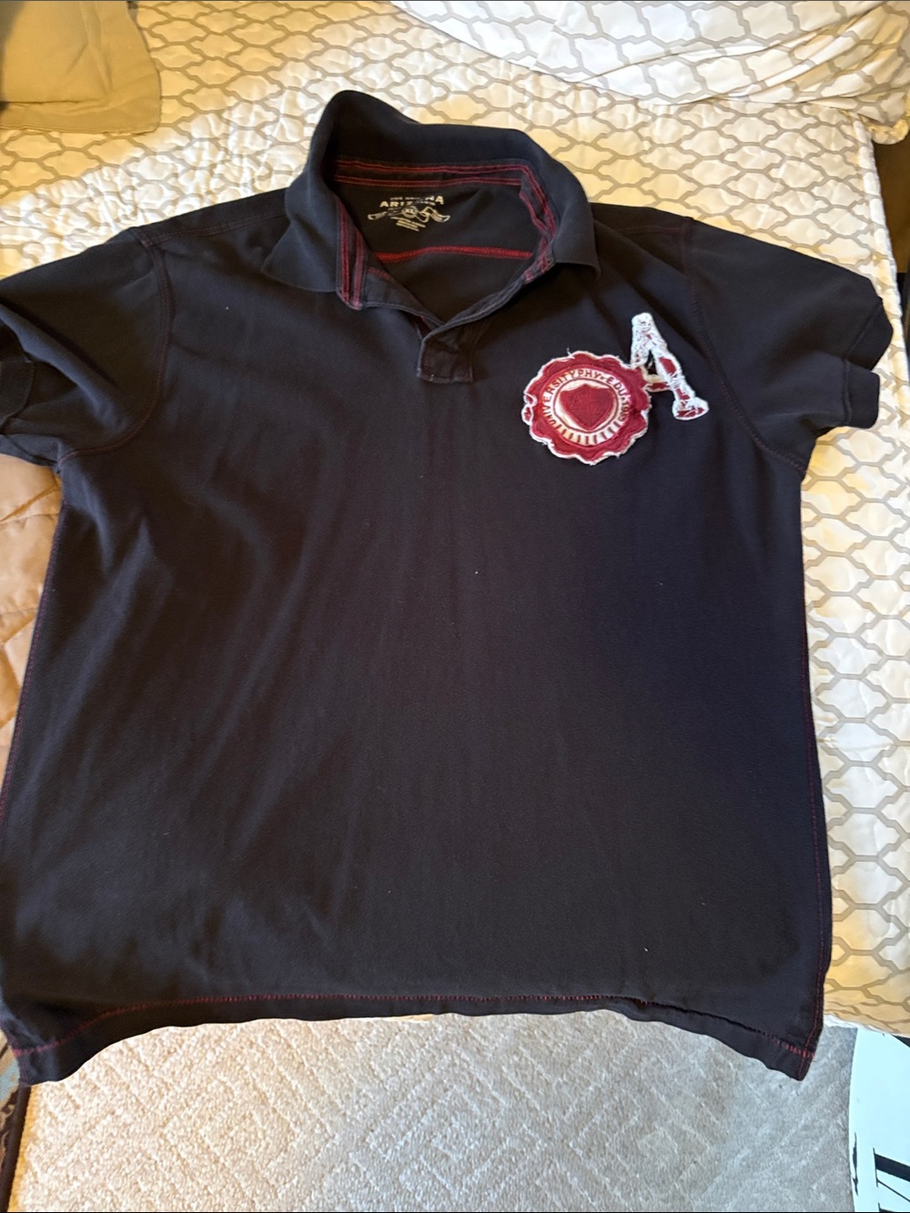 Arizona Jean Company Black Polo with Red Patch Detail